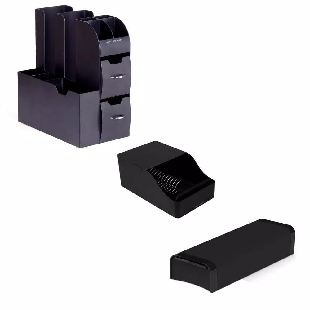 Mind Reader Black Coffee Station Organizer with K-Cup Drawer and Sleeve Dispenser