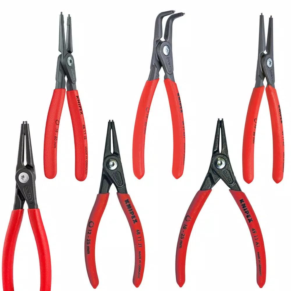 KNIPEX 6-Piece Snap Ring Pliers Set with Foam Tray