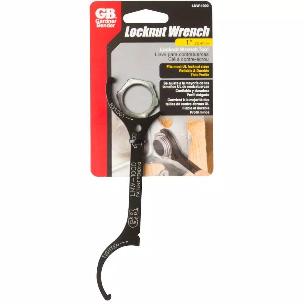 Gardner Bender 1 in. Steel Locknut Wrench, Single Open End Hand Tool