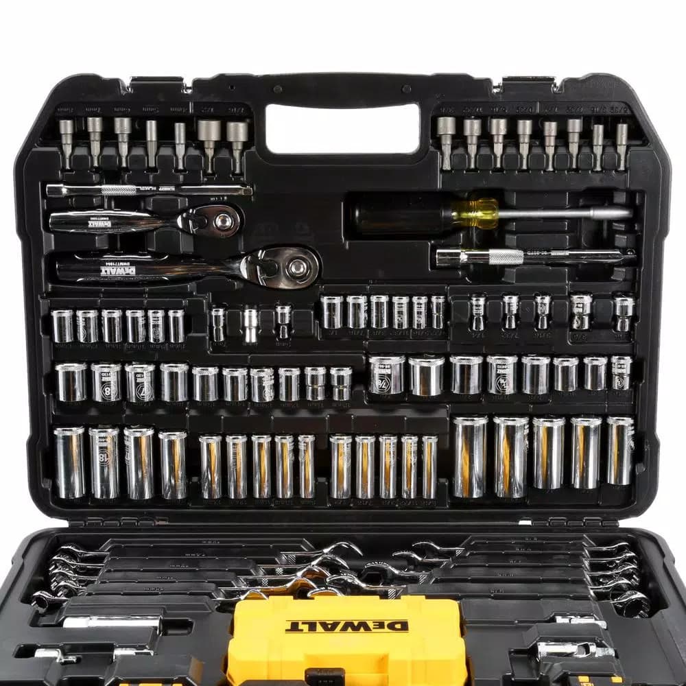DEWALT 142-Piece 1/4 in. and 3/8 in. Drive Polished Chrome Mechanics Tool Set