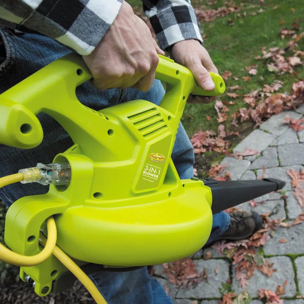 Sun Joe SBJ605E 3-in-1 Electric Handheld Blower, Vacuum, and Mulcher, 14 Amp, 250 MPH, 440 CFM