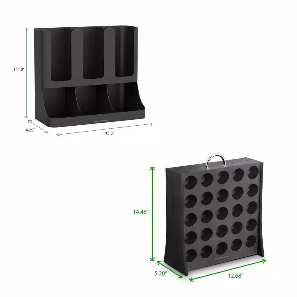 Mind Reader Black Coffee Condiment Organizer with K-Cup Storage, Compact Coffee Station for Home or Office