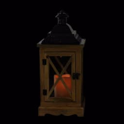Gerson 17.5 in. Rustic Wooden Lantern with Brown Metal Top and LED Flameless Pillar Candle with Timer thumbnail 3
