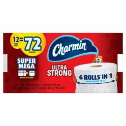 Charmin Ultra Strong 2-Ply Toilet Paper, 12 Super Mega Rolls thumbnail 1