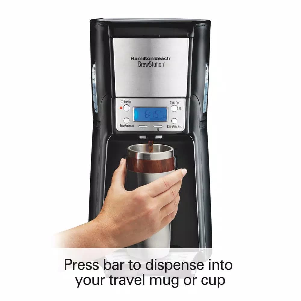 Hamilton Beach BrewStation 12-Cup Drip Coffee Maker with Internal Tank, Black/Stainless Look