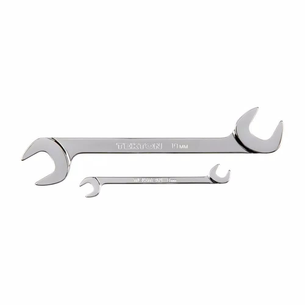 TEKTON 12-Piece Metric Angle Head Open End Wrench Set, 8 mm to 19 mm