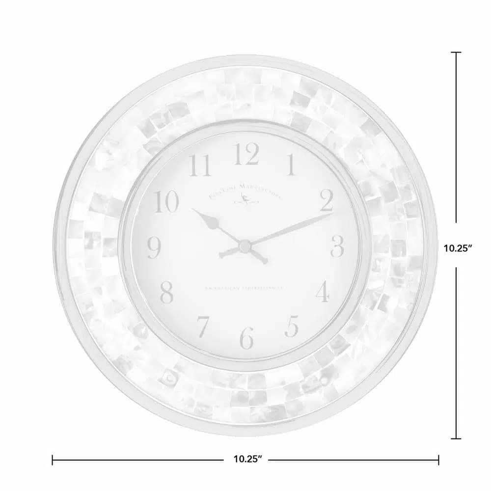 FirsTime and Co. Pearl Mosaic Wall Clock - Coastal Shell Design, 10.25 in.