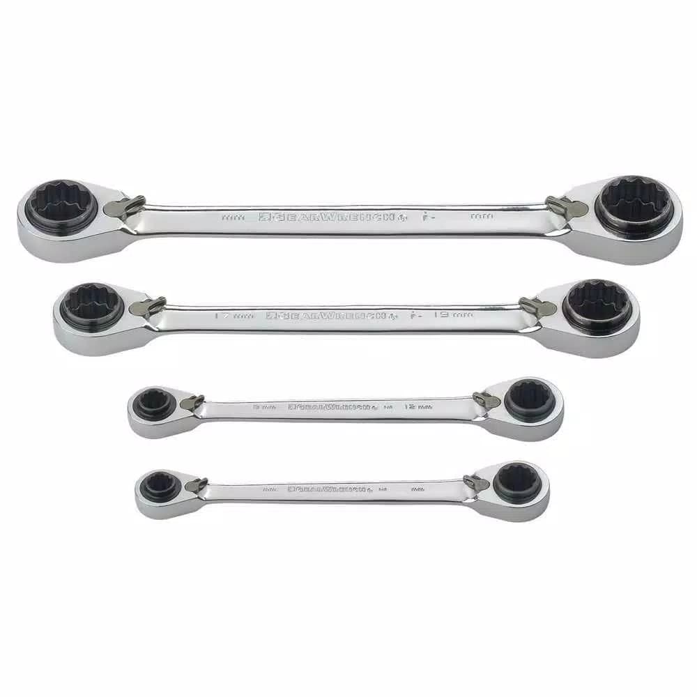 GearWrench Metric QuadBox 4-Piece Double Box Ratcheting Adjustable Wrench Set