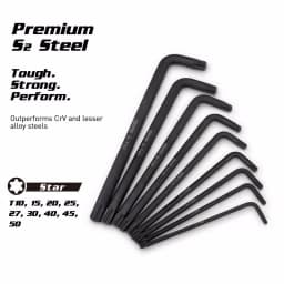 Capri Tools S2 Steel Long Arm Torx Key Wrench Set, 9-Piece thumbnail 2