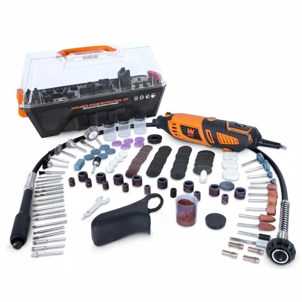 WEN 1.3 Amp Variable Speed Rotary Tool Kit with 190-Piece Accessory Set, Flex Shaft, and Carrying Case