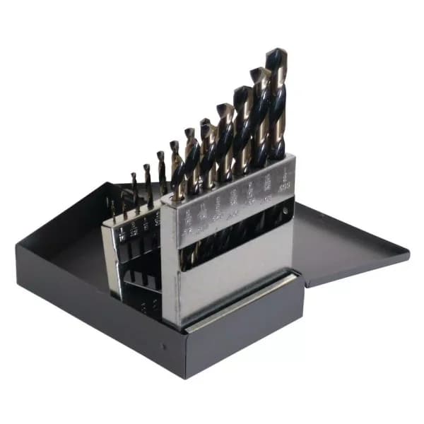 CLE-LINE 1878 High Speed Steel Heavy-Duty Twist Drill Bit Set, 1/16 in. to 1/2 in., 15-Piece Black and Gold