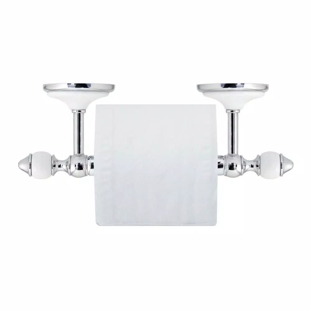 MODONA ARORA Toilet Paper Holder - White Porcelain & Polished Chrome Stainless Steel Roller
