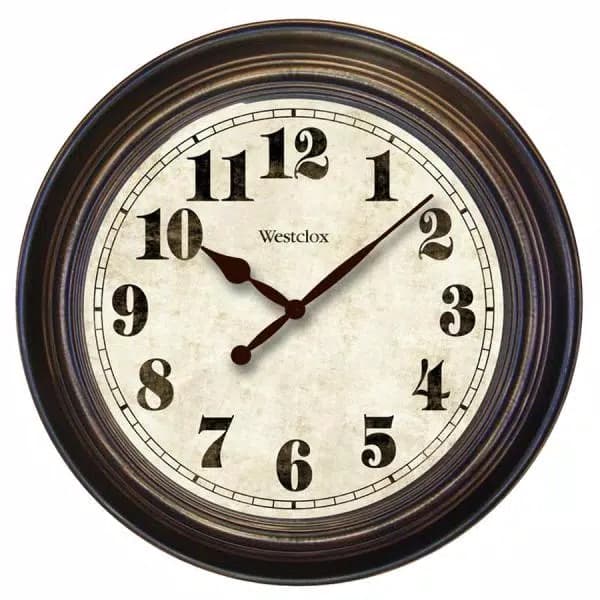 Westclox 24 in. Round Bronze Wall Clock with Glass Lens and Large Arabic Numerals