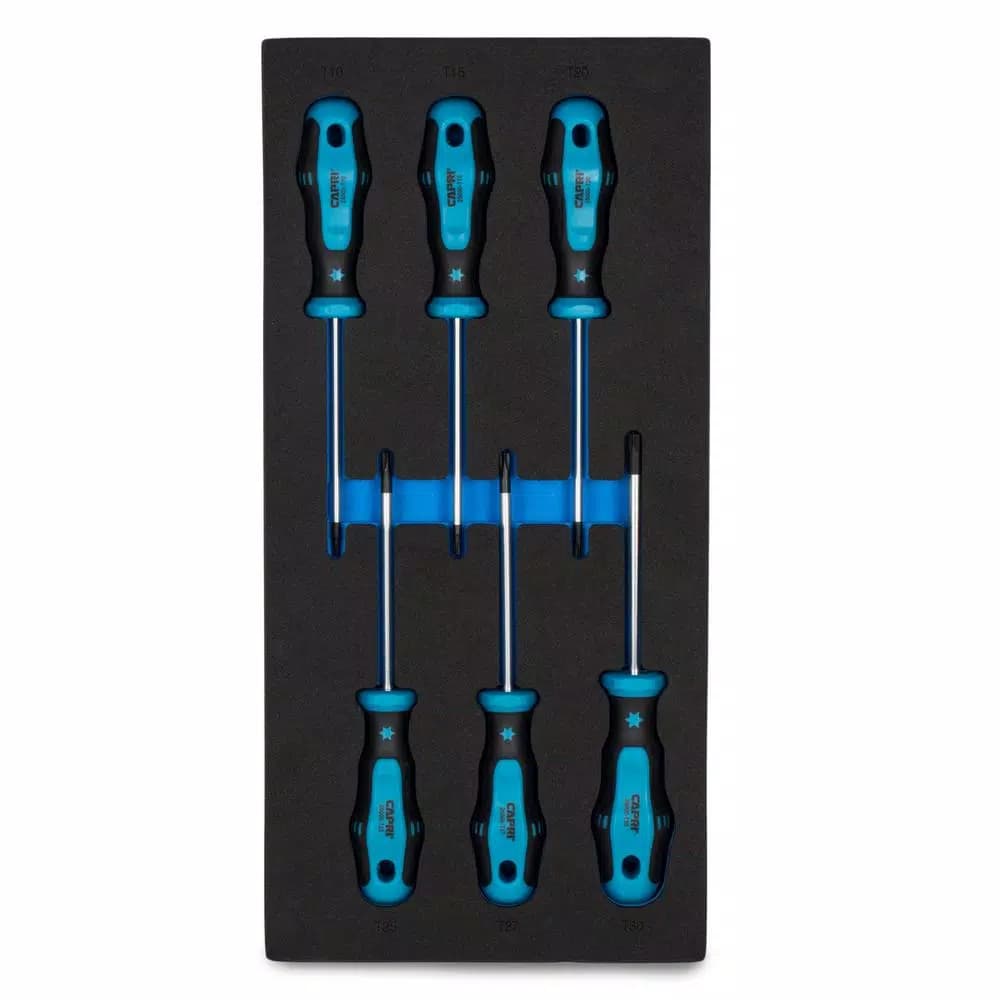 Capri Tools Kontour 6-Piece Star Screwdriver Set with Mechanic's Tray