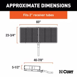 CURT 60" x 24" Black Steel Basket Cargo Carrier with 2" Folding Shank, 500 lbs. Capacity thumbnail 3
