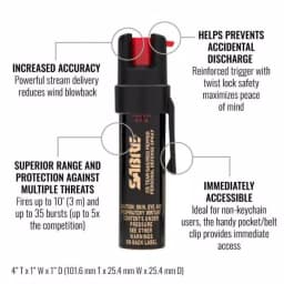 SABRE 3-in-1 Compact Pepper Spray with Clip - 10 ft Range Stream Delivery thumbnail 2