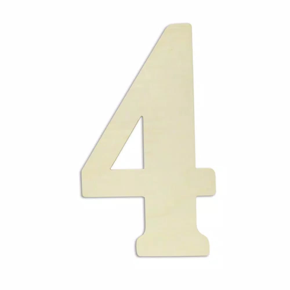 Jeff McWilliams Designs 18 in. Oversized Unfinished Wood Number 4 - Industrial Wall Decor