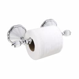 MODONA Flora Toilet Paper Holder, White Porcelain and Polished Chrome Stainless Steel Roller thumbnail 1