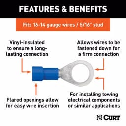 CURT Ring Terminals, 16-14 AWG Wire Gauge, 5/16 in Stud Size, Blue, 100-Pack thumbnail 4