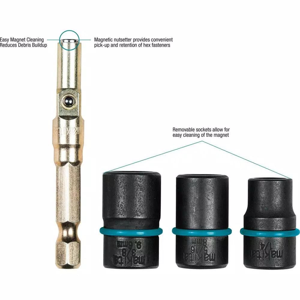 Makita Impact GOLD Detachable Nut Setter Set, 3-Piece Hex Shank