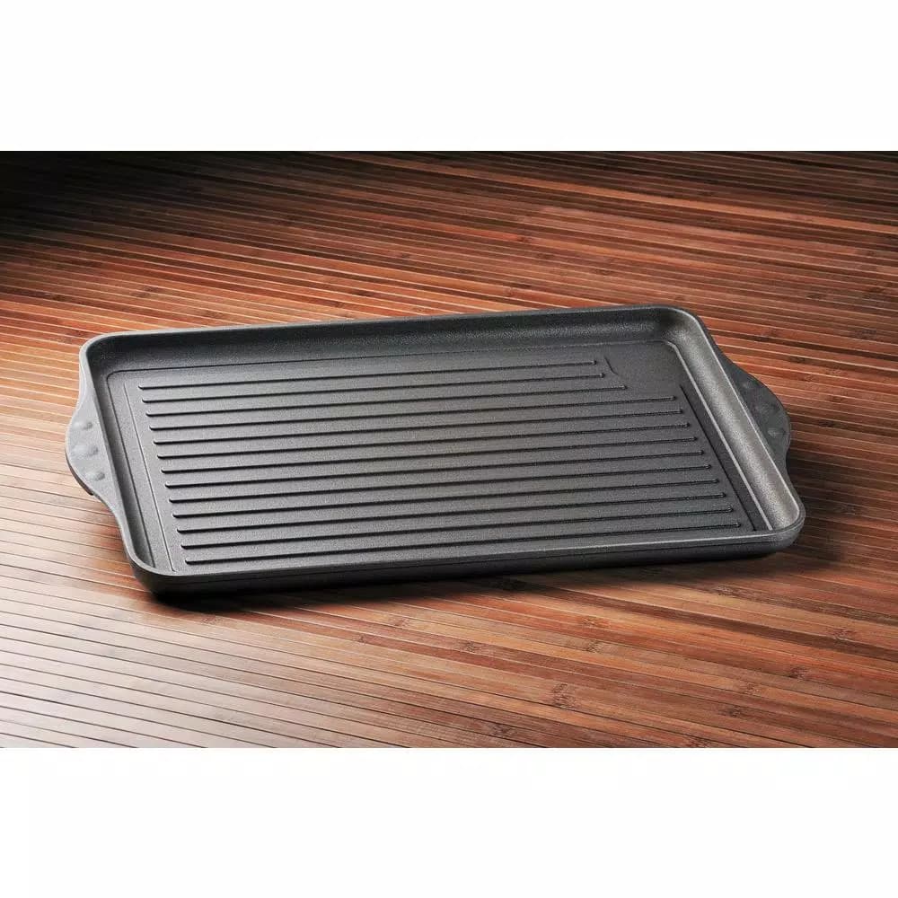 Swiss Diamond 17 in. Cast Aluminum Nonstick Double Burner Grill Pan, Gray