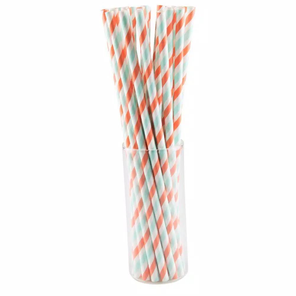 Sugar Plum Party SugarPum Citrus Collection 50-Piece Assorted Blue and Orange Disposable Paper Straws