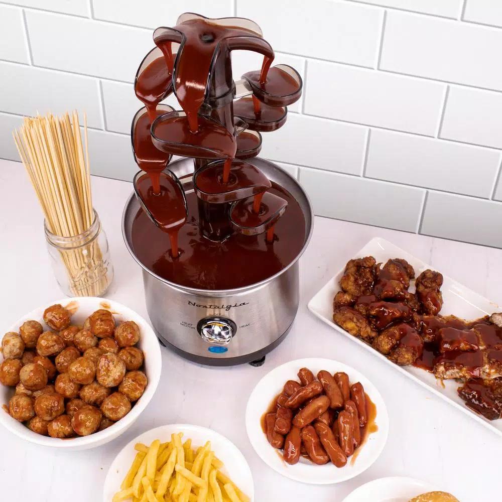 Nostalgia 3-Tier Stainless Steel Cascading Fondue Fountain with Auger-Style Flow
