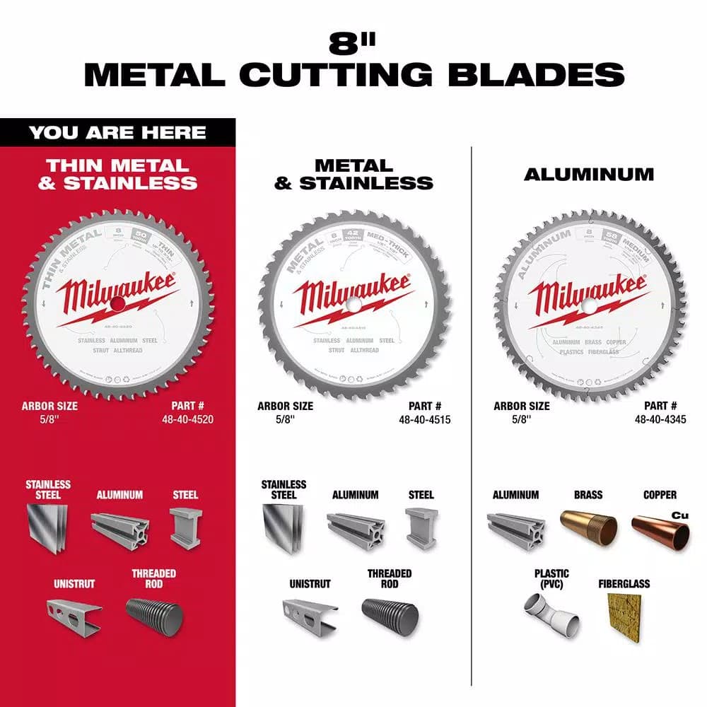 Milwaukee 8-1/4" 50T Carbide Metal & Stainless Steel Circular Saw Blade