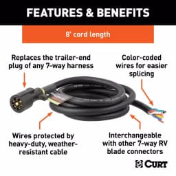 CURT 8' Replacement 7-Way RV Blade Harness - Trailer Side Connector thumbnail 6