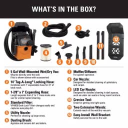 RIDGID 5 Gal. 5.0 Peak HP Stor-N-Go Portable Wet/Dry Shop Vacuum with Wall Mount and LED Car Nozzle thumbnail 2