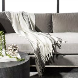 Safavieh Alita White and Grey Metallic Striped Cotton Throw Blanket, 50 x 70 in. thumbnail 1