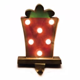 Glitzhome Marquee LED Gift Box Christmas Stocking Holder with Iron Hook, 7.48 in. thumbnail 1