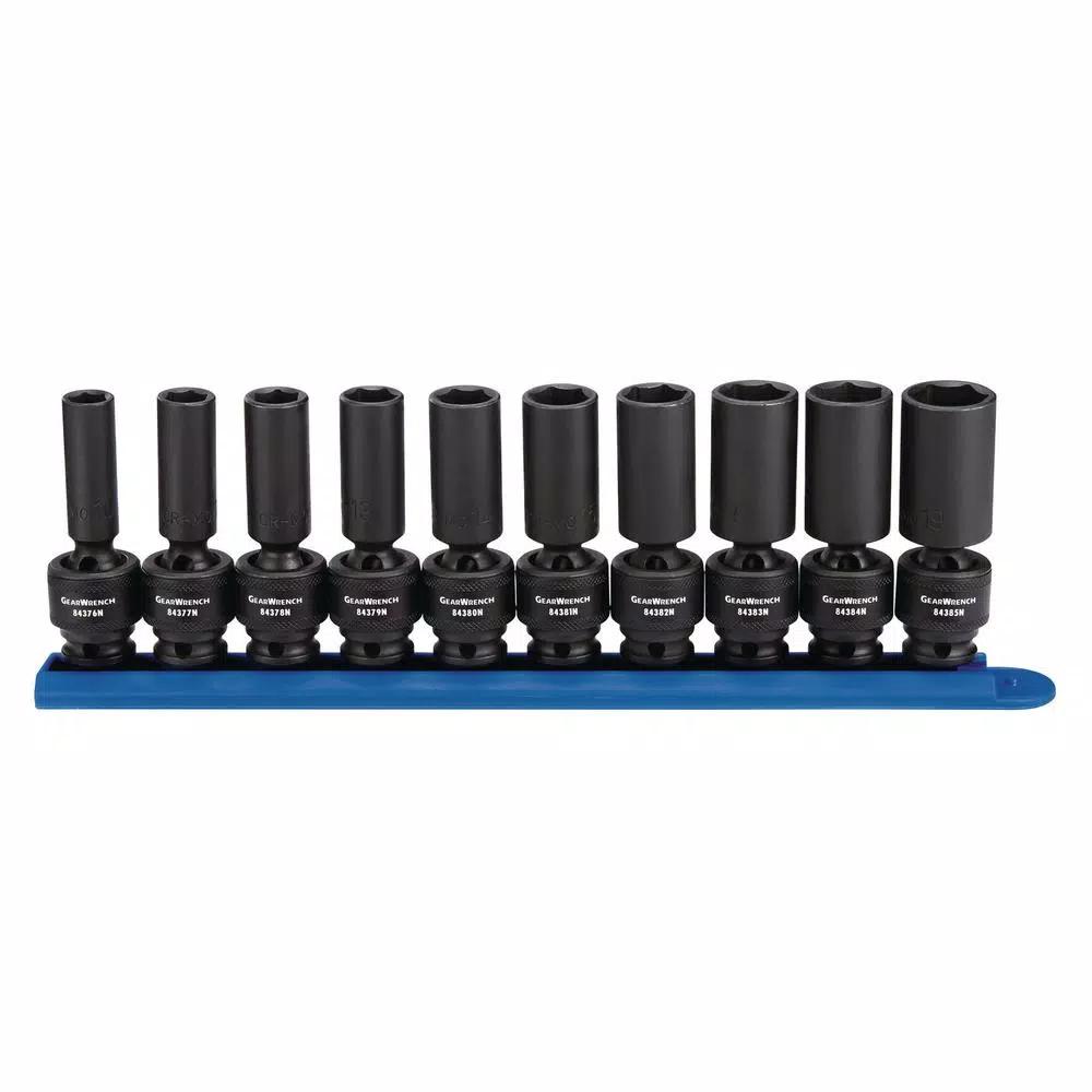 GEARWRENCH 10-Piece 3/8 in. Drive 6-Point Deep Universal Metric Impact Socket Set