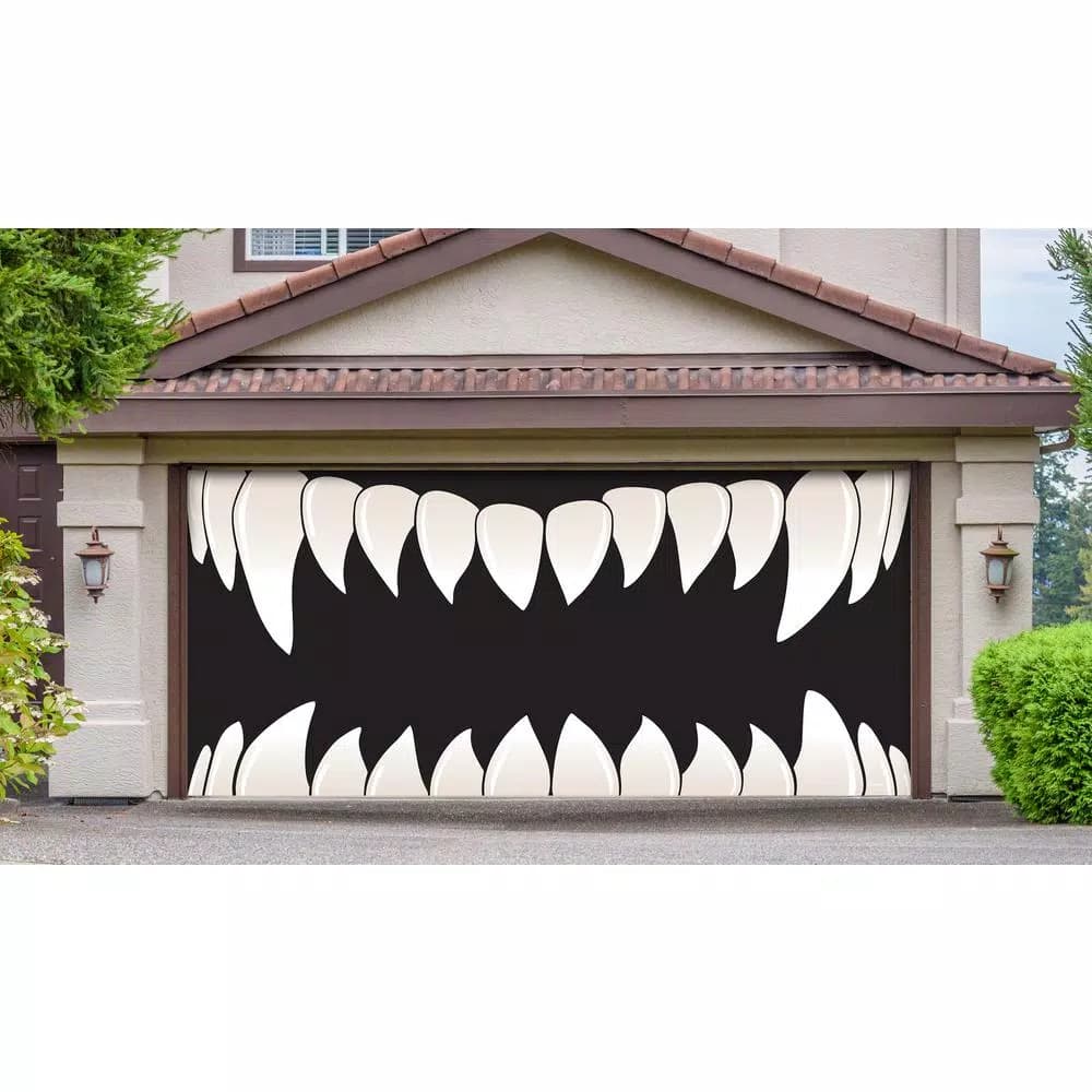 My Door Decor 7 ft. x 16 ft. Scary Teeth Halloween Garage Door Banner Mural