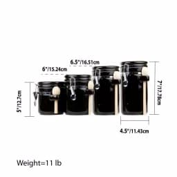 Unbranded 4-Piece Black Ceramic Canister Set with Wooden Spoons - Airtight Kitchen Storage Containers thumbnail 3