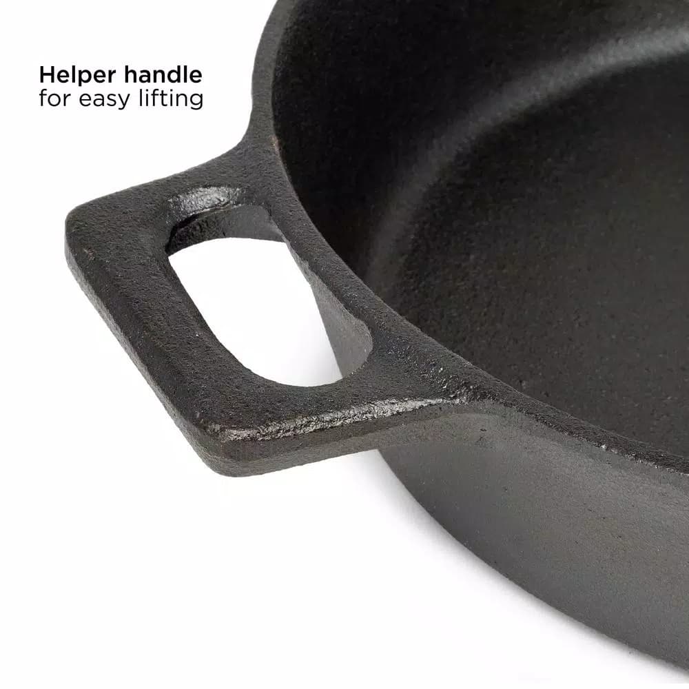 Ecolution Farmhouse 9.5 in. Cast Iron Frying Pan, Pre-Seasoned Black