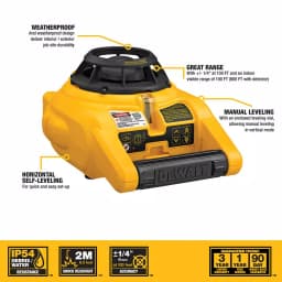 DEWALT Red Self-Leveling Rotary Laser Level Kit with Detector, Clamp, Wall Mount, and Bag thumbnail 3