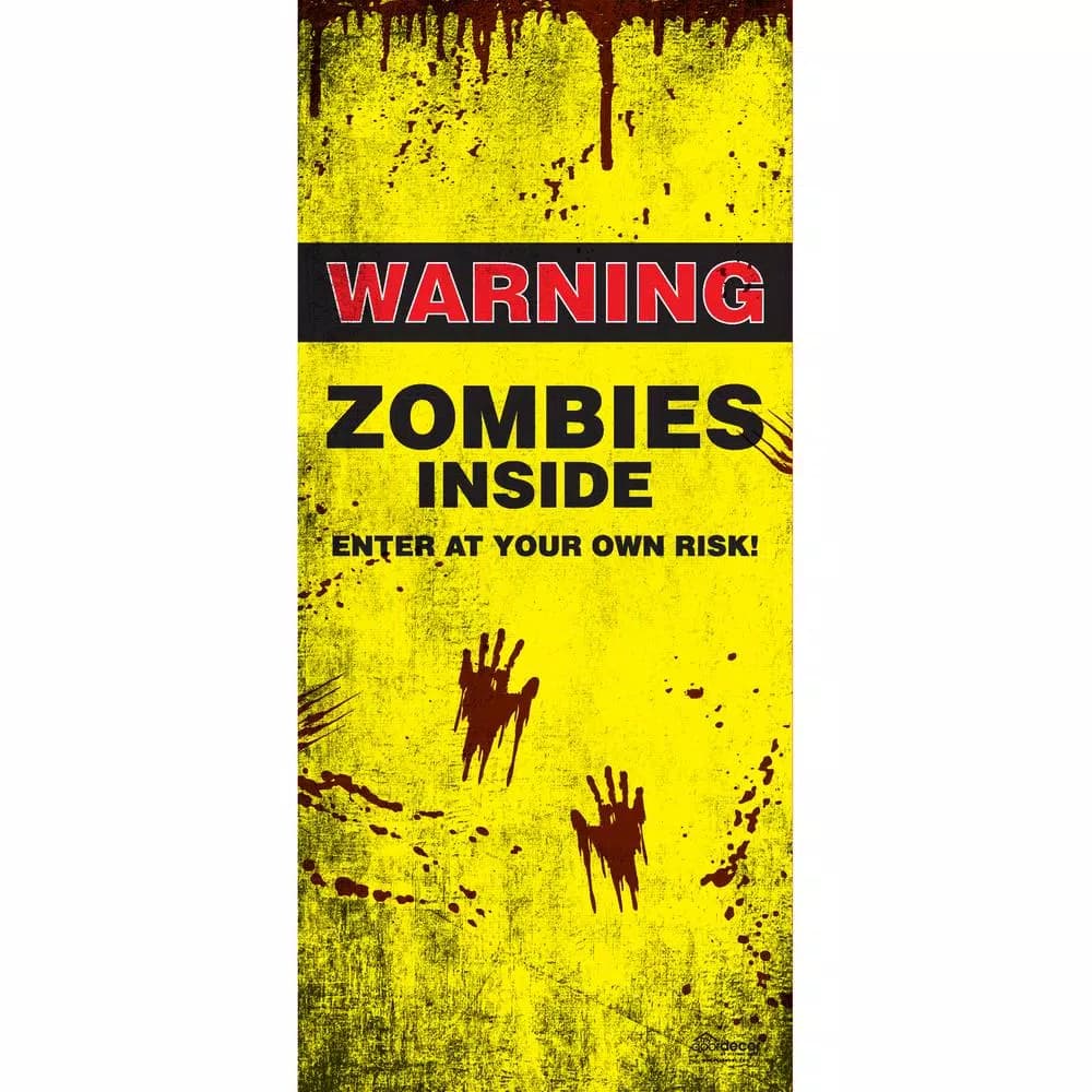 My Door Decor 36 in. x 80 in. Zombies Inside Halloween Front Door Mural - Heavy-Duty Vinyl