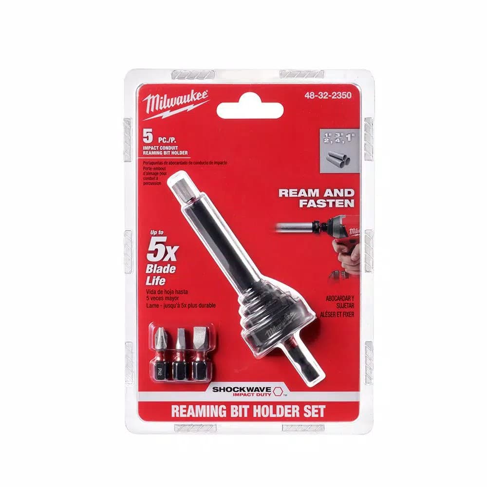 Milwaukee SHOCKWAVE Conduit Reaming Bit Holder Set for 1/2", 3/4", and 1" EMT