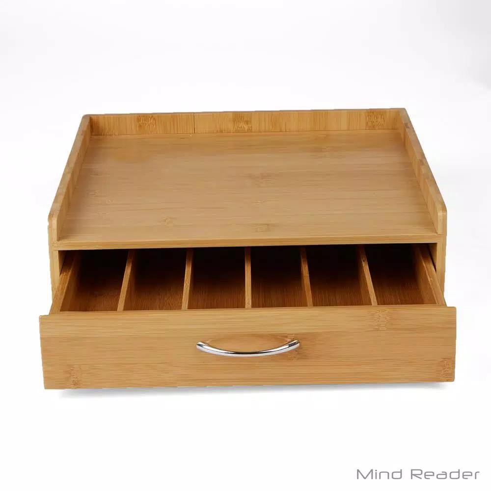 Mind Reader 32-Capacity Bamboo Brown K-Cup Storage Drawer with Lip Panel for Keurig