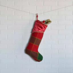 VHC Brands Tristan 20 in. Traditional Christmas Stocking - Cherry Red & Shamrock Green Plaid thumbnail 2