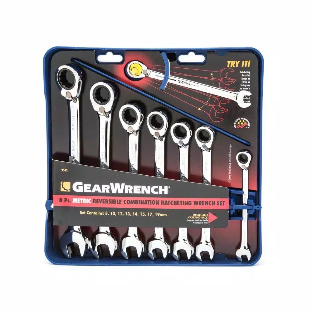 GearWrench 8-Piece Metric Reversible Combination Ratcheting Wrench Set