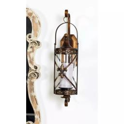 LITTON LANE Old World Riveted Burnished Bronze Iron Candle Sconce with Fleur-de-lis Motif thumbnail 8