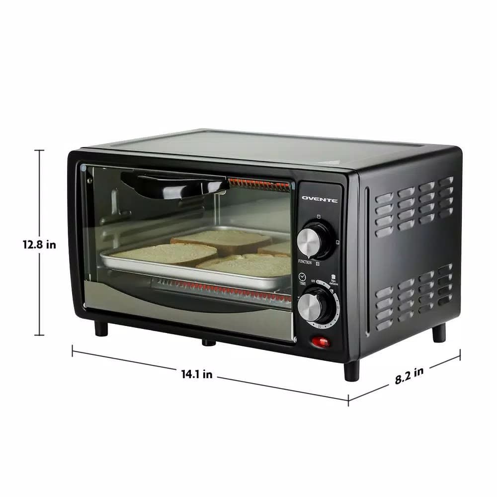 Ovente 800W Electric Toaster Oven, 10L Compact Oven with 3 Cooking Modes and 30-Min Timer, Black