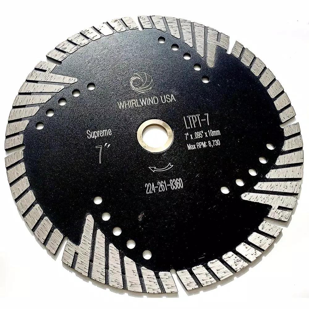 Whirlwind USA 7 in. Turbo Segmented Diamond Saw Blade for Granite, Marble, and Concrete