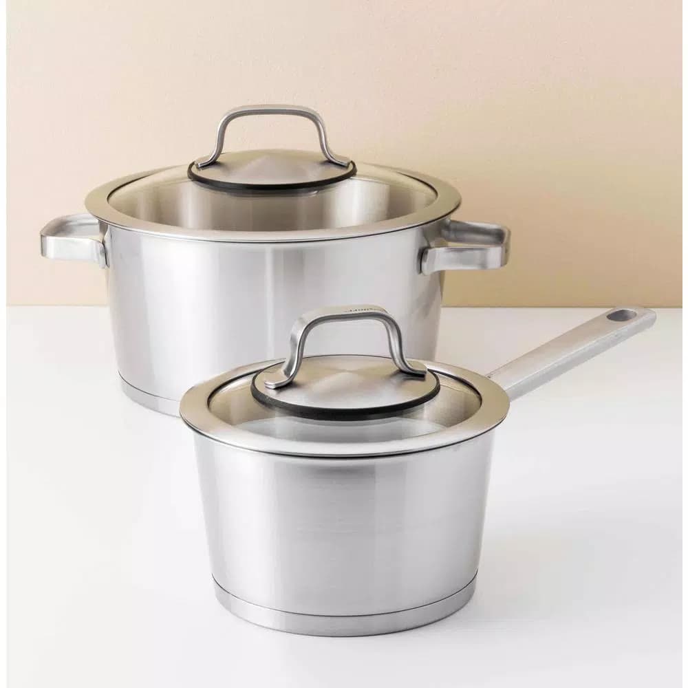 BergHOFF Essentials Manhattan 1.8 qt. Stainless Steel Saucepan with Glass Lid