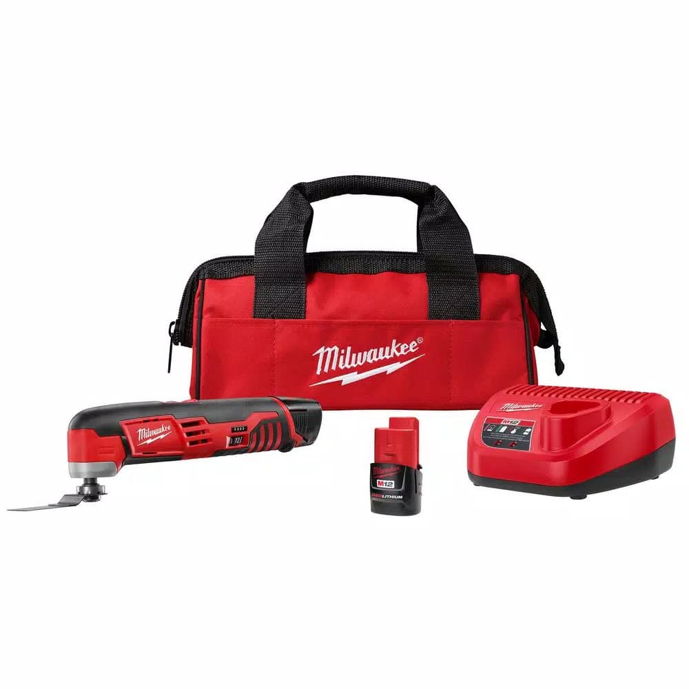 Milwaukee M12 12V Lithium-Ion Cordless Oscillating Multi-Tool Kit with (2) 1.5Ah Batteries, Charger & Bag