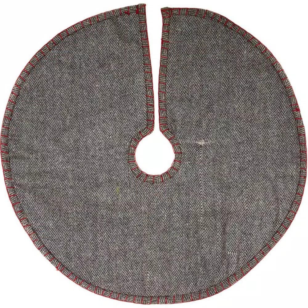VHC Brands Anderson 21 in. Cherry Red Rustic Plaid Mini Christmas Tree Skirt
