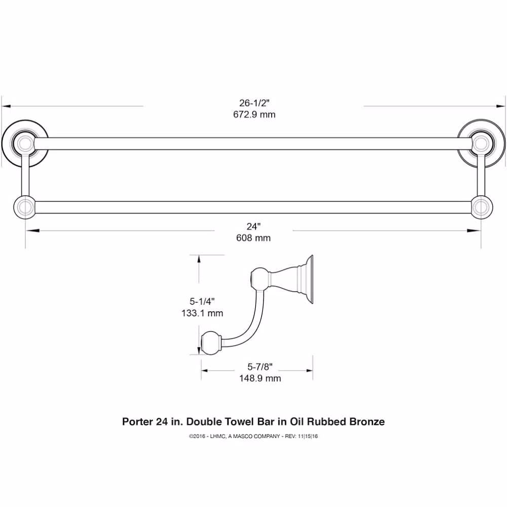 Delta Porter 24 in. Double Towel Bar, Oil Rubbed Bronze