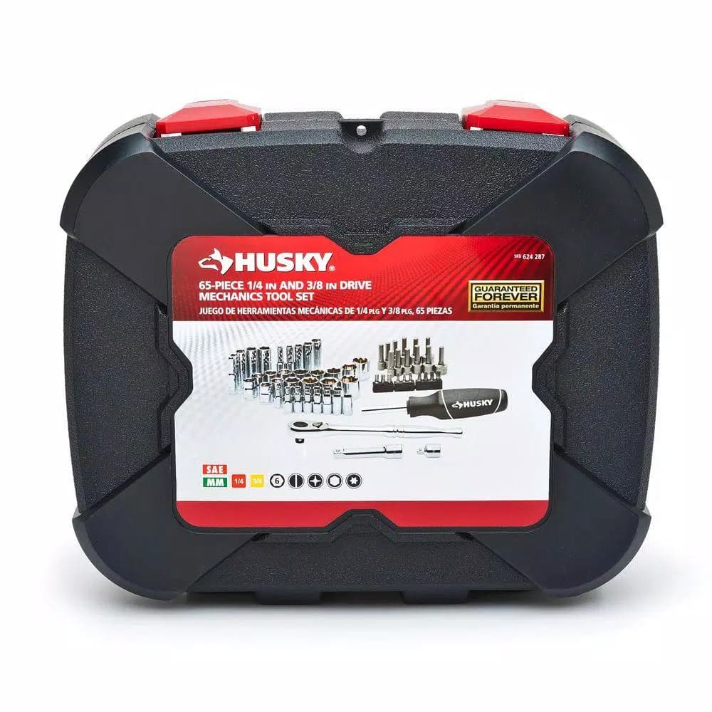 Husky 65-Piece 1/4 in. and 3/8 in. Drive Mechanics Tool Set